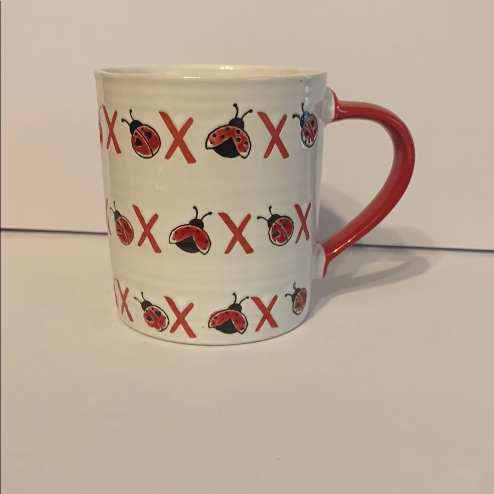 Ladybug Patterned Mug with Red Handle